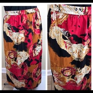 Vintage 100% Silk 1X fall color abstract skirt